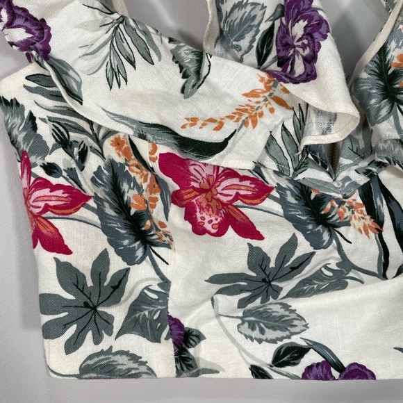 Wayf Ivory Crawford tropical ruffle crop top size XL - Picture 3 of 6